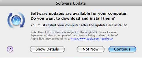 Available Updates screen