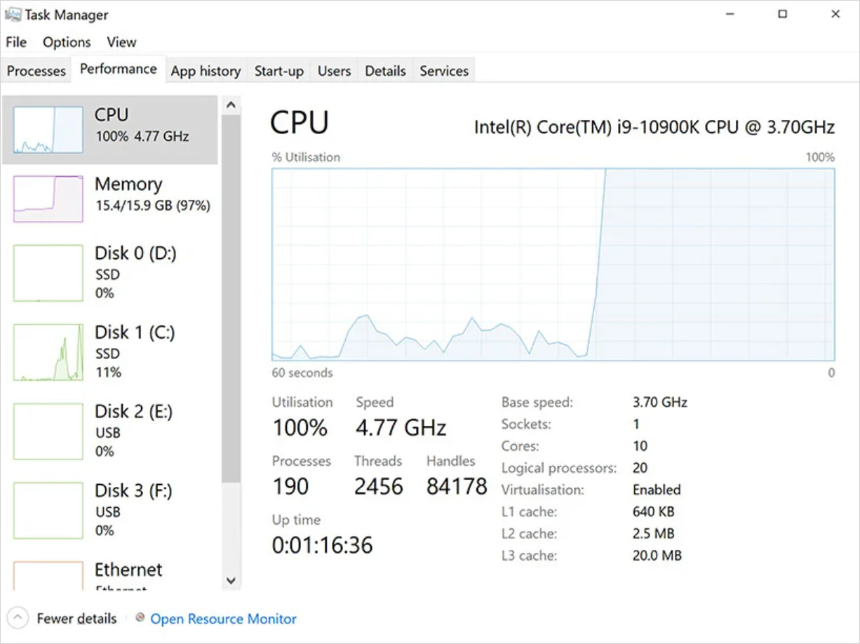 Miner active on the host
