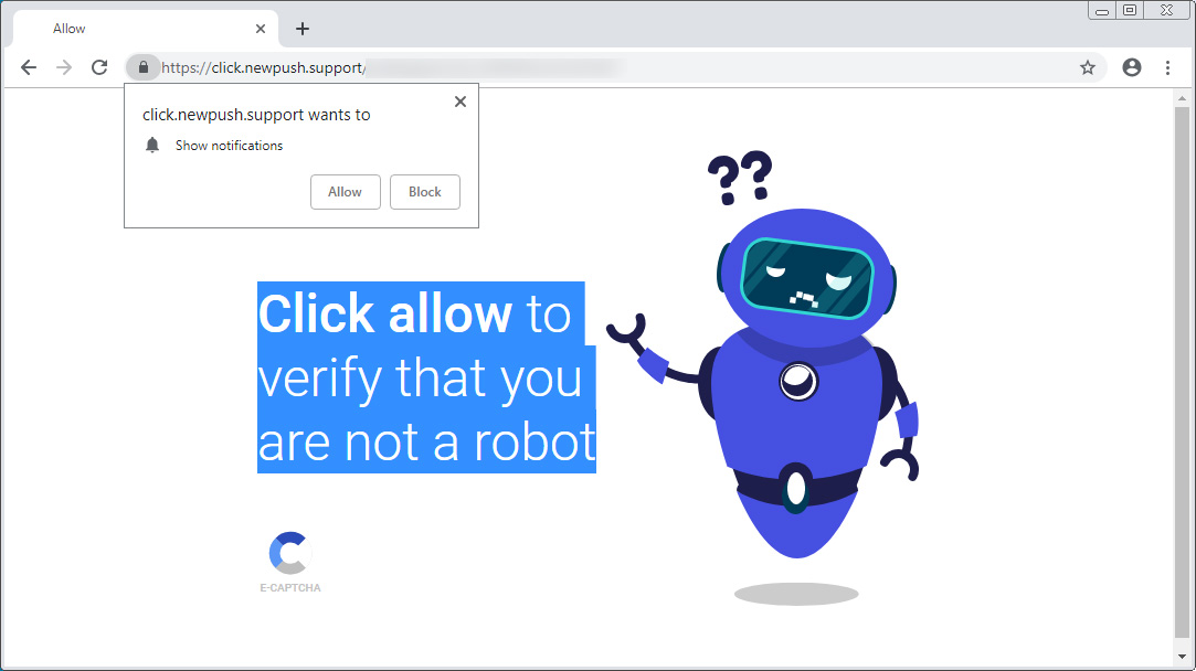 Click allow to verify that you are not a robot Notification Page
