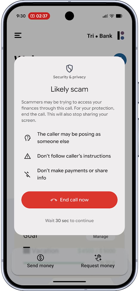 The warning message