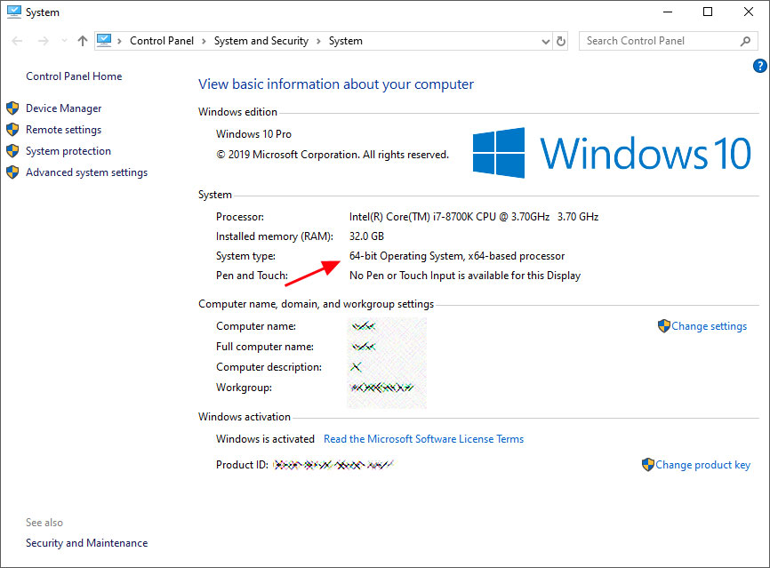 64-Bit version of Windows 10